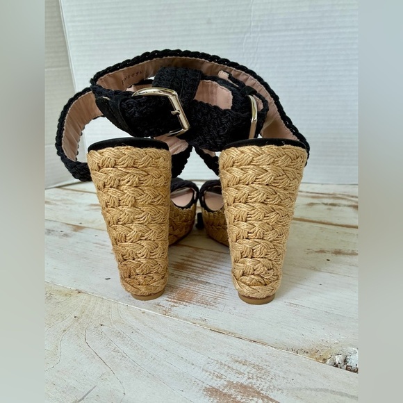 Stuart Weitzman black strappy woven wedge sandals espadrilles sz 9 M EUC heels - Picture 16 of 16